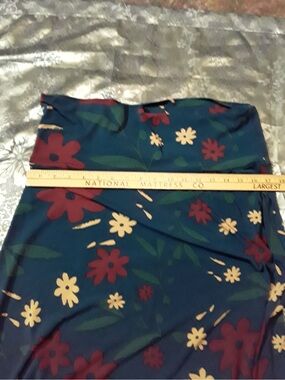 LuLaRoe Maxi Skirt Size L Blue with Red/Cream Flowers BUNDLE AND SAVE